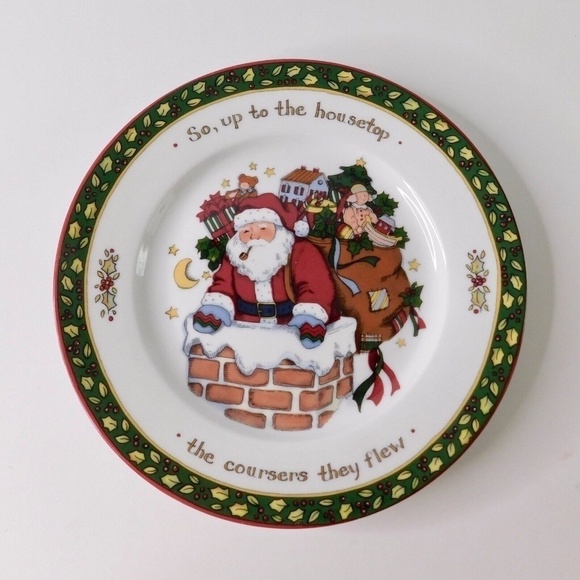 A CHRISTMAS STORY Susan Winget Salad Dessert Plate 8.25” Santa Up On the House - Picture 1 of 5